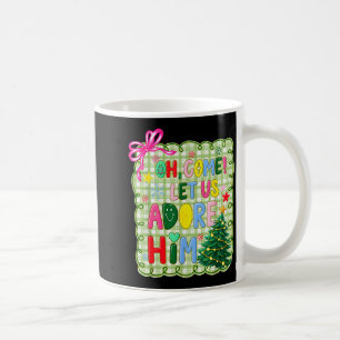 Taza De Café Oh Venid Adoremosle Jesús Árbol de Navidad Preppy 