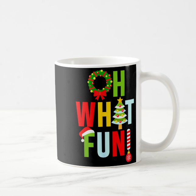 Taza De Café Oh What Fun Christmas With Wreath And Tree  (Derecha)