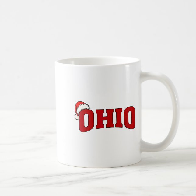 Taza De Café Ohio Christmas Santa Hat Retro Throwback Souvenir  (Derecha)