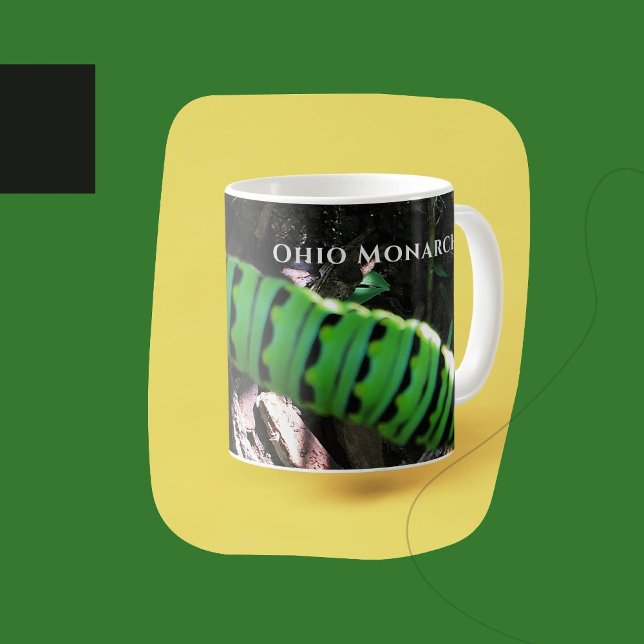Taza De Café Ohio Monarch Caterpillar (Monarch butterfly caterpillar photo on mug)