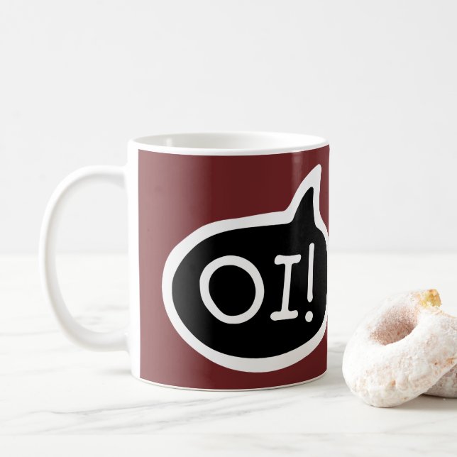 Taza De Café ¡OI! Saludo en portugués, burbuja de discursos (Con donut)