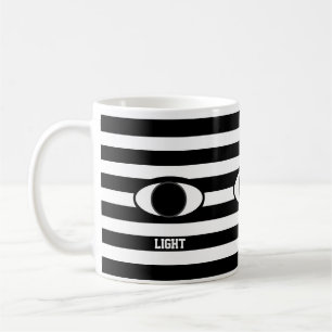 Taza De Café Ojo abstracto elegante en rayas blancas y negras