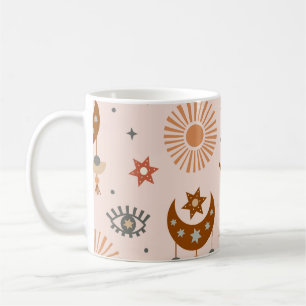 Taza De Café Ojo celeste, luna, patrón solar.