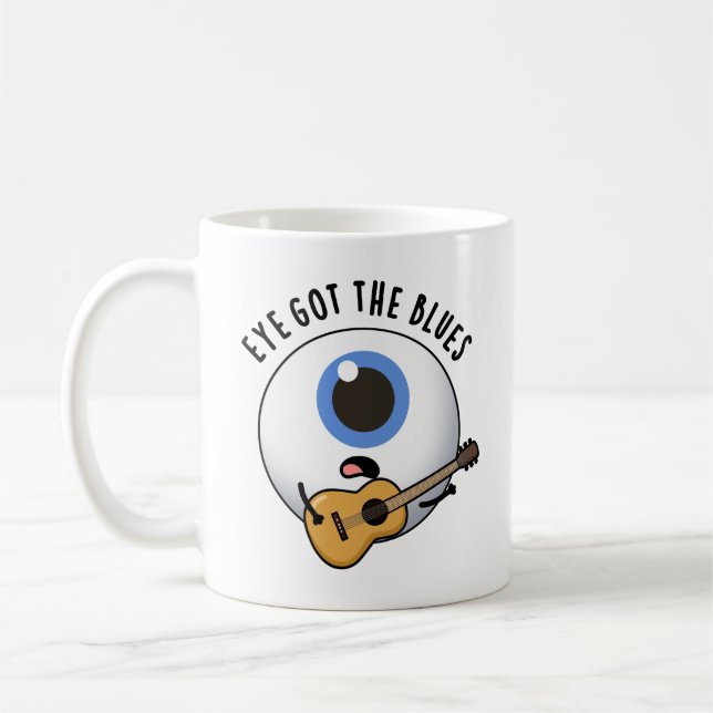 Taza De Café Ojo Con El Blues Divertido Pun De Música De Oisbol (Izquierda)