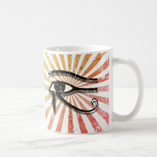 Taza De Café Ojo Doloroso Del Sol Retro Del Símbolo Egipcio Hor