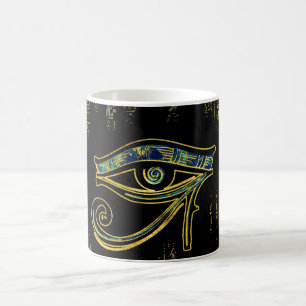 Taza De Café Ojo egipcio de Horus en hieroglyphics y mármol