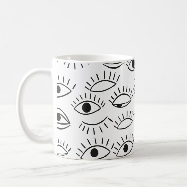 Taza De Café Ojo garabato, patrón sin fisuras.  (Izquierda)