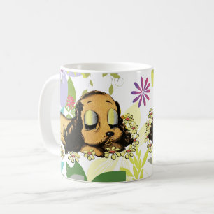 Taza De Café Ojo grande durmiendo Perro Cachorro Personalizado 