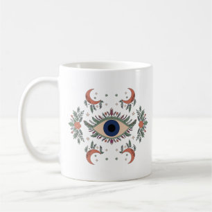 Taza De Café Ojo maligno místico y luna creciente celestial bla
