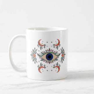 Taza De Café Ojo maligno místico y luna creciente celestial bla