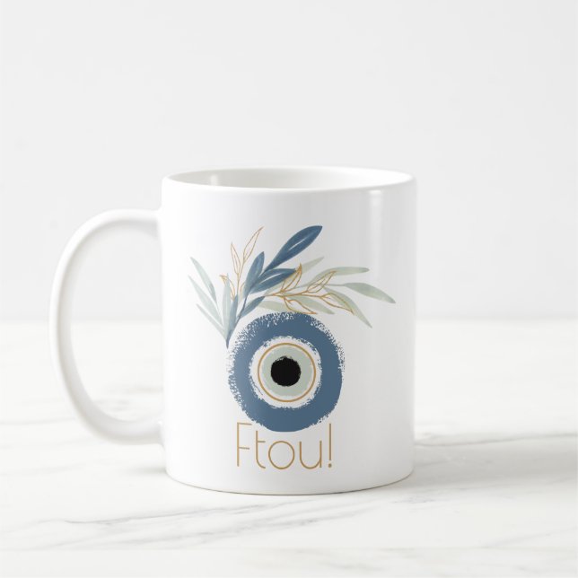 Taza De Café Ojo malvado abstracto azul con imán clásico (Izquierda)