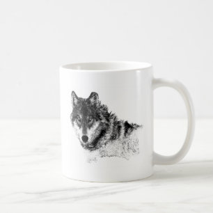 Taza De Café Ojos de lobo Inspirador blanco negro