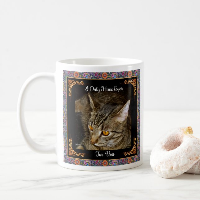 Taza De Café Ojos de oro Paisley psicodélica (Con donut)