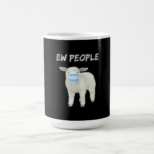 Taza De Café Ojos de personas ovejas o cordero con mascarilla  