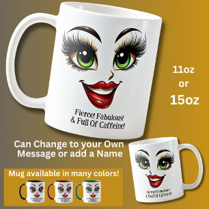 Taza De Café Ojos Fierce, Fabulosos Cara Divertida
