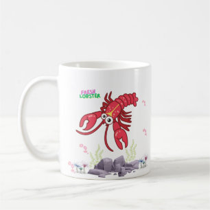 Taza De Café Ojos grandes de bogavante rojo amigable y tira ama