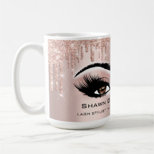 Taza De Café Ojos marrones azota a Purpurina Rosa maquillar a n