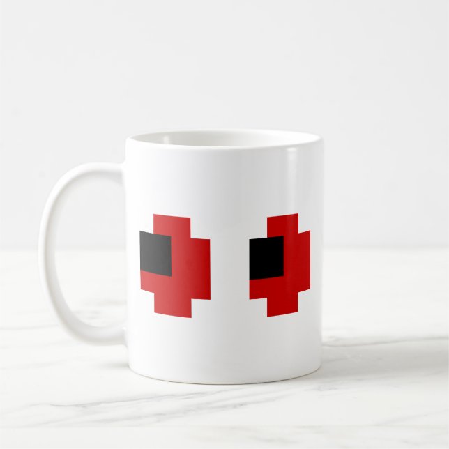 Taza De Café Ojos rojos fantasmagóricos de 8 bits (Izquierda)