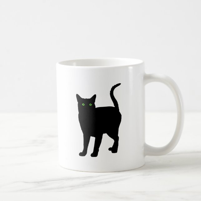 Taza De Café Ojos verdes del gato negro (Derecha)