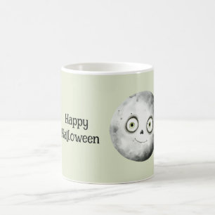 Taza De Café Ojos Verdes Luna de Halloween