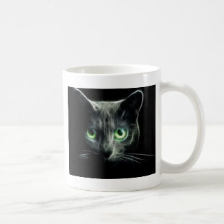 Taza De Café Ojos verdes que brillan intensamente del gato del