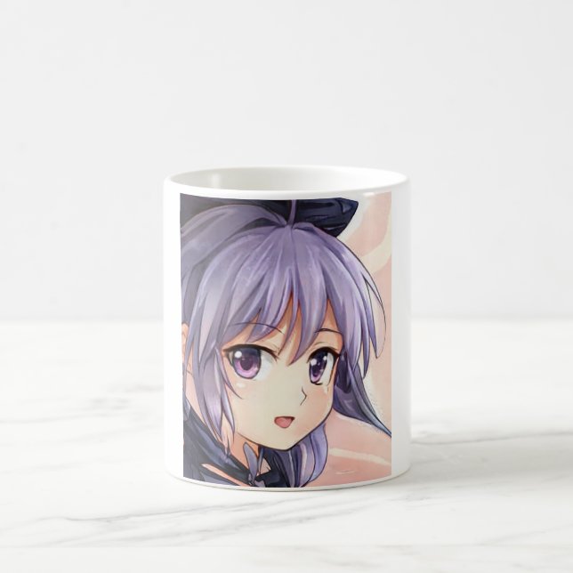 Taza De Café Ojos violeta chica de pelo violeta anime (Centro)