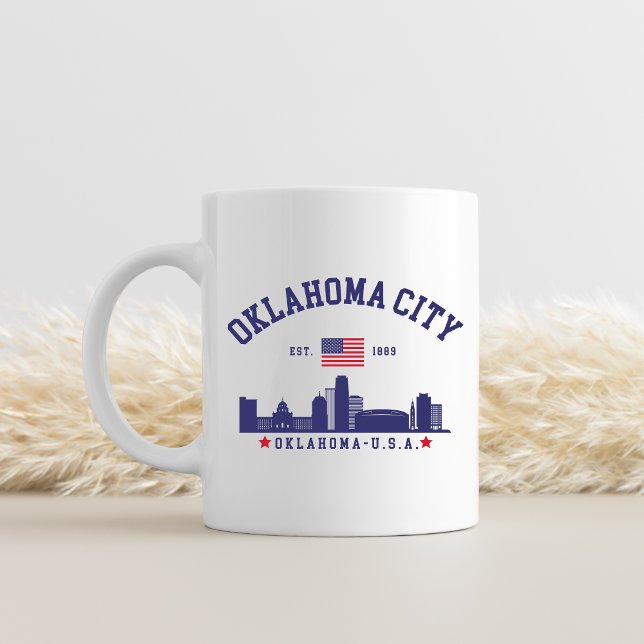 Taza De Café Oklahoma City Skyline – Stars & Stripes (Subido por el creador)