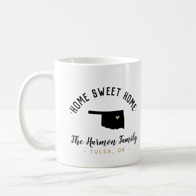 Taza De Café Oklahoma Hogar Dulce Familia Monograma Mug (Izquierda)