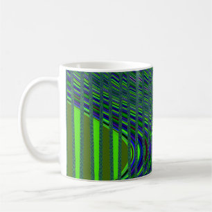 Taza De Café Ola de franjas café Mug, azul-verde