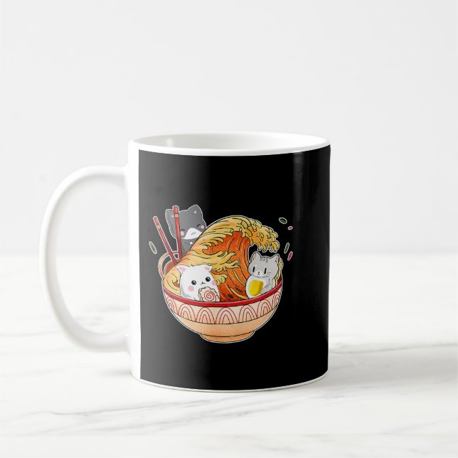 Taza De Café Ola De Kanagawa Ramen Bowl Anime Otaku Gatos Japa (Izquierda)