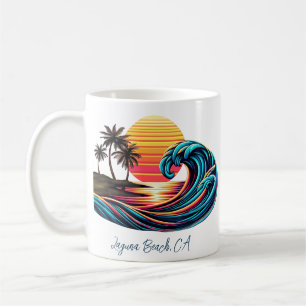 Taza De Café Ola de surf Sunset Retro