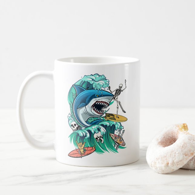 Taza De Café Ola de tiburón (Con donut)