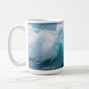 Taza De Café Ola Dorada de Mar Turquesa