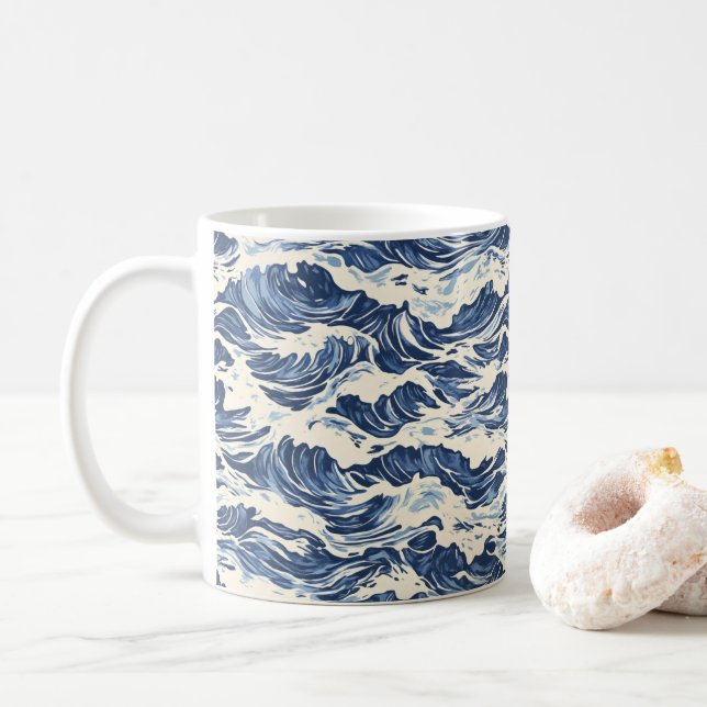 Taza De Café Ola Patrón Azul (Con donut)