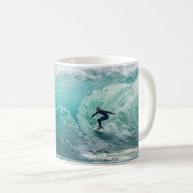 Taza De Café Ola, surfista, bello paisaje (Anverso derecho)