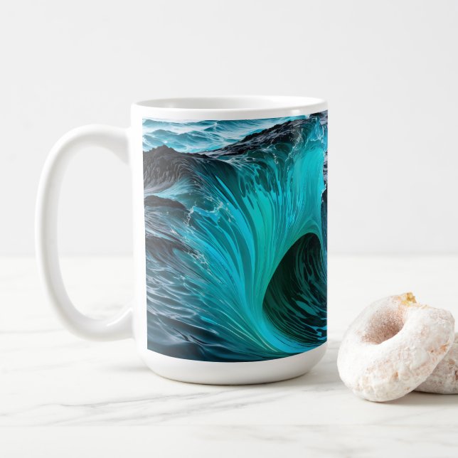 Taza De Café Ola Tiburón Azul (Con donut)