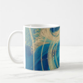 Taza De Café Olas abstractas geométricas coloridas azules   
