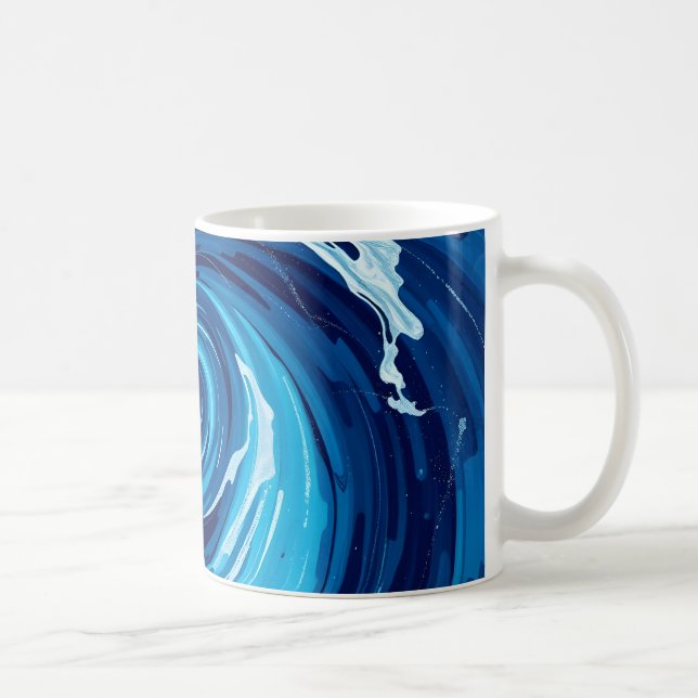 Taza De Café Olas Azules Abstractas (Derecha)