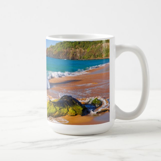 Taza De Café Olas chocan en la playa, Hawaii (Derecha)