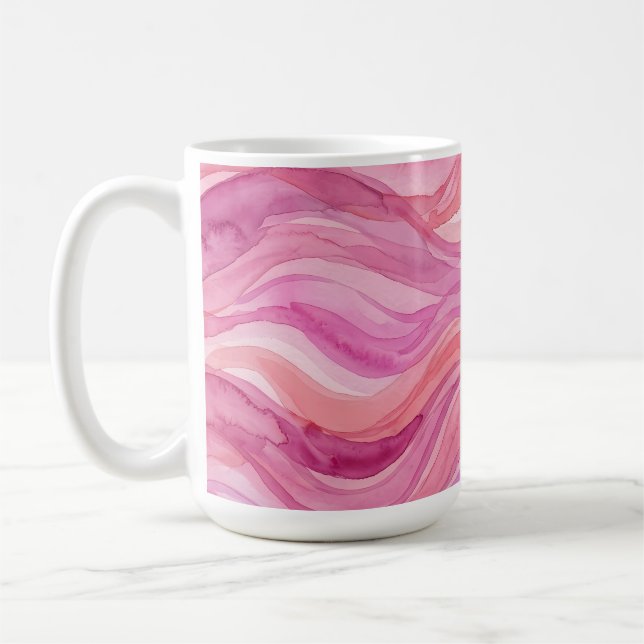 Taza De Café Olas de acuarela rosadas (Izquierda)