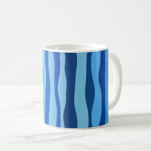 Taza De Café Olas de azul cian naval cobalto azul cielo