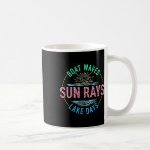 Taza De Café Olas de barco Sun Rays Lake Days Cute Retro 70 Sum