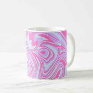 Taza De Café Olas de Color Pastel en Rosa, Lavanda y Azul Claro