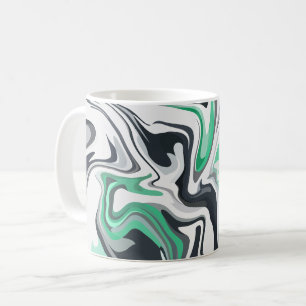 Taza De Café Olas de esmeralda en abstracto arte fluido