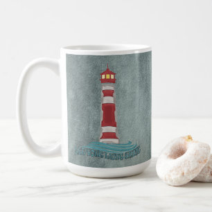 Taza De Café Olas de faro Deja que tu luz Sine camiseta azul
