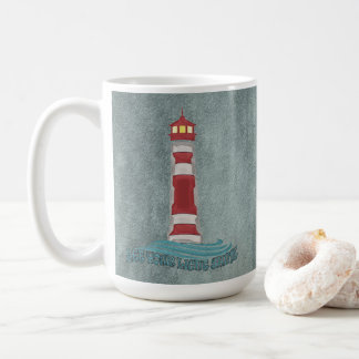 Taza De Café Olas de faro Deja que tu luz Sine camiseta azul