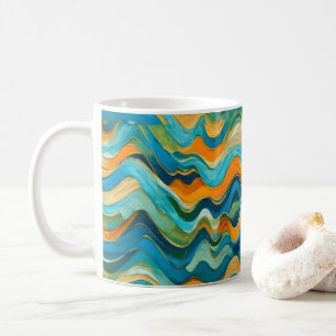 Taza De Café Olas de Naranja verde azul "Sanlúcar"