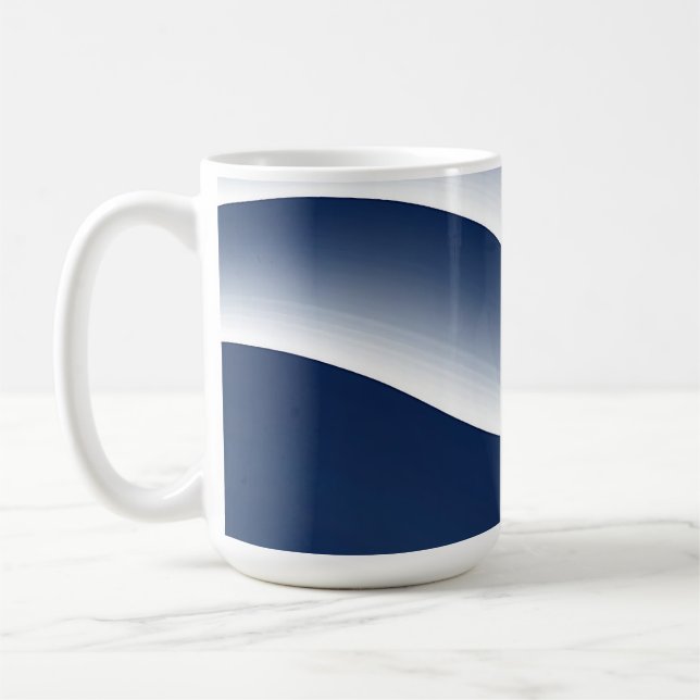 Taza De Café Olas de océano azul marino abstractas (Izquierda)