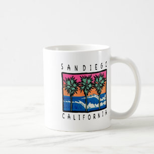 Taza De Café Olas de playa de San Diego gráfico de surf vintage