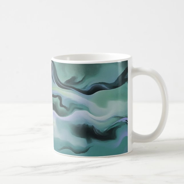 Taza De Café Olas En Armonía De La Pour Acrílica Resumen De Art (Derecha)